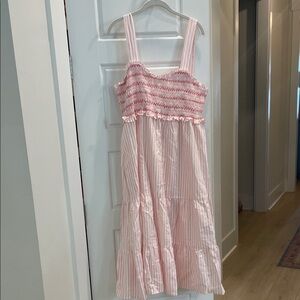 Dondolo pink striped ruffle dress